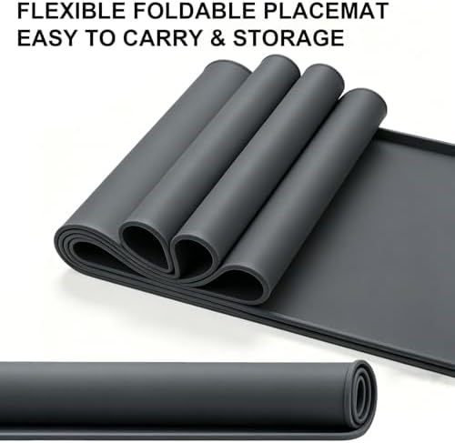 Silicone Pet Feeding Mat, 19"x12" Silicone Placemat for Dog Cat Food Water Bowl, Raised Edge Waterproof Under Sink Mats for Kitchen Drawer Shelf, Spill Proof Mat to Protect Floors