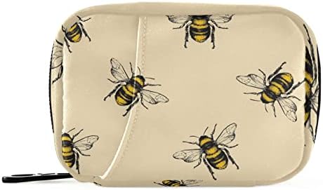 Vintage Honey Bee Pill Box 7 Day Pill Case Travel Pill Organizer Bag with Zipper Portable Weekly Case Compact Size for Vitamin Supplement Holder