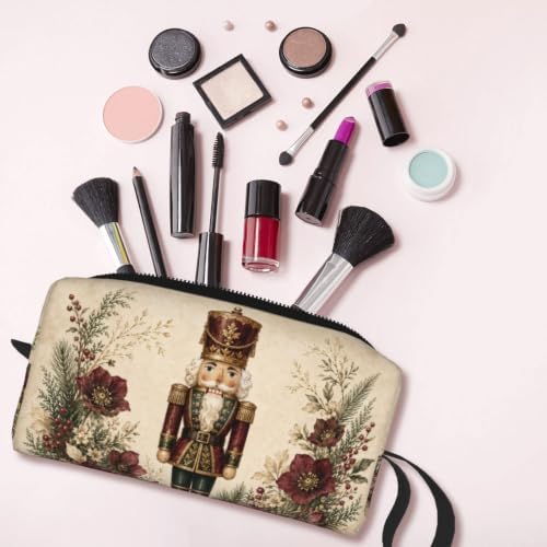 Nutcracker Small Makeup Bag, 600D Oxford Cosmetic Pouch for Women | Nutcracker Cosmetic Bag, Double-Sided Printed Toiletry Pouch with Foam Padding for Women, Travel, Gym, Weekend and Daily