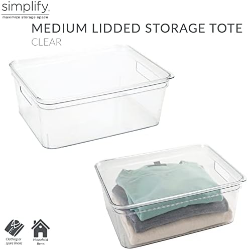 Simplify Medium, Super Clear Lidded Storage Bin (Pack of 2)