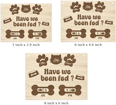 Personalized Have We Been Fed Sign, Custom Names, Wooden Reminder Slider, AM/PM Tracker for Dog Cat, Yes/No Meal Scheduler, Never Miss Feeding, Pet Lovers Gift, Decor Wall Art