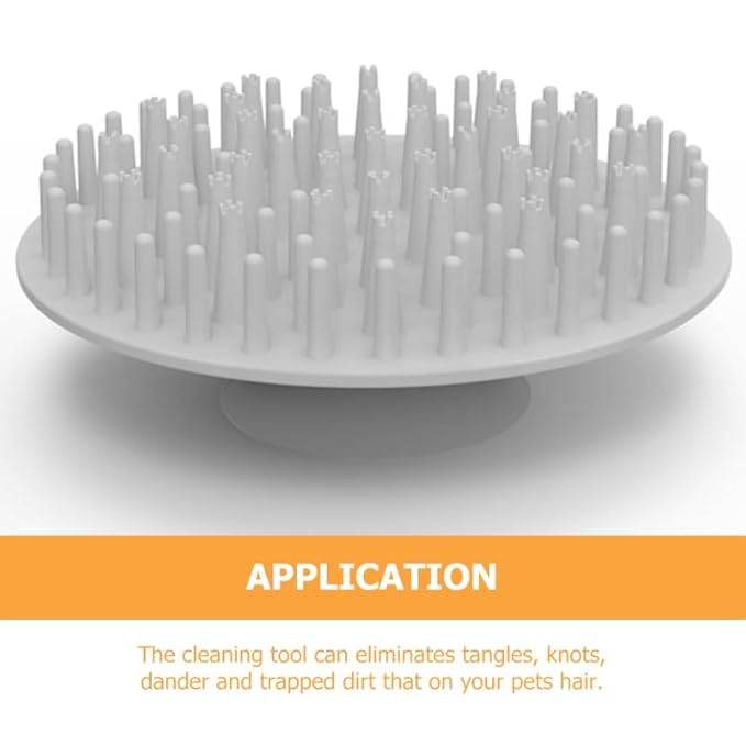 Toyvian Suction Cup Puppy Massage Brush Ergonomic Pet Bathing and Grooming Tool for Cats and Dogs Multi Functional Hair Cleaner and Massager Grey for Dematting and Shedding
