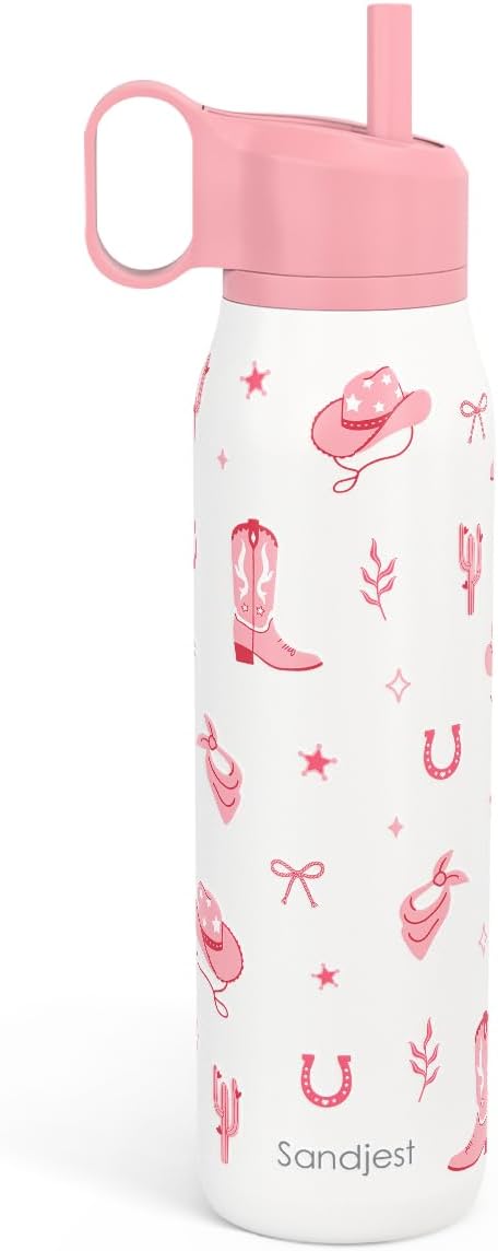 Cowgirl Water Bottle with Twist Lid Insulated Stainless Steel 20oz, Travel Water Bottles for Sports & Gym, Gift for Women Girfriend Birthday Christmas
