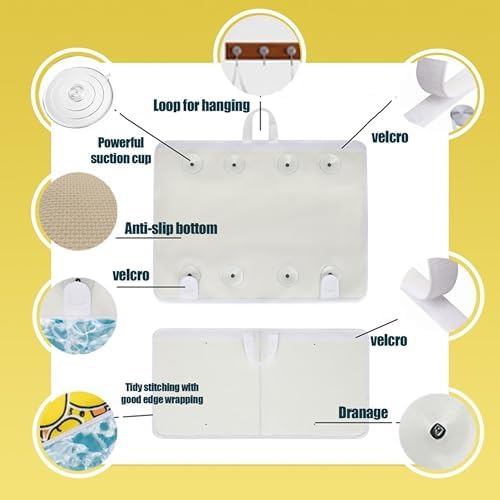Bath Kneeler –8 Suction Cups & 2" Thicker Padding.Certified Bath Kneeling Pad for Bath Tub & 5 Bath Toy Organizer. Fast Dry Bath Kneeler and Elbow Rest Pad Set. Baby Bath Essentials by Supa Ant-Duck