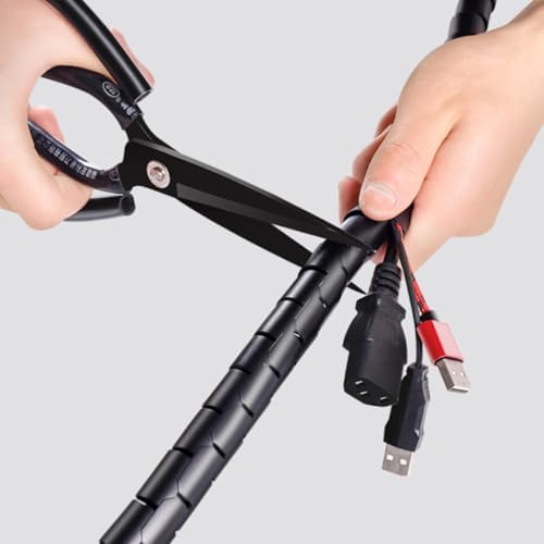 Cable Management Sleeve Spiral Wire Organizer with Bite-Resistant 22Mm Tube for Pets, 10M Black Cord Wrap Set with Cable Tool for Home and Office Wire Protection