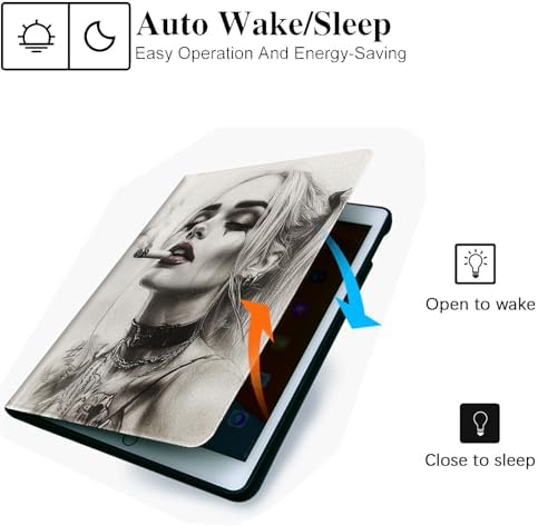 for Microsoft Surface Pro 11/10/9-13" 2024/2022 Tablet Case,Auto Wake/Sleep,Adjustable Stand Protective Cover - Smoking Girl Illustration