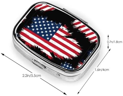 Weekly Pill Box Micro Organizer Vacation Medicine Case Compact Supplement System Travel Kit, Grunge USA American Flag