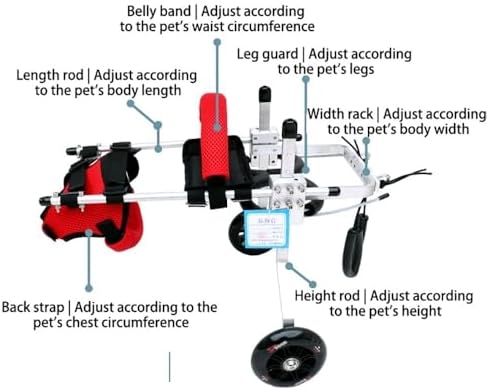 Dog Wheelchair for Back Legs Adjustable Pet Mobility Cart for Hind Leg Durable，Breathable Mobility Aid for Hip Dysplasia Support & Rehab Walking
