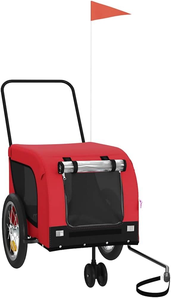 Pet Bike Trailer for Small Dogs, Foldable Bicycle Cargo Trailer with Mesh Windows and Reflectors, Sturdy Iron Frame Oxford Fabric Carrier, 49.2 x 24.8 x 26.0 in