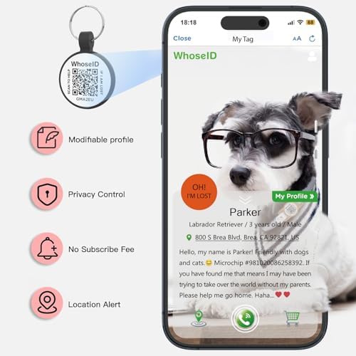 QR Code Cat Tag, Modifiable Pet Online Profile Display Page, Multiple Emergency Contact, Silent Silicone, Collar Accessories, Personalized Cat Tag (Small Breeds - 1", Black & Rose)