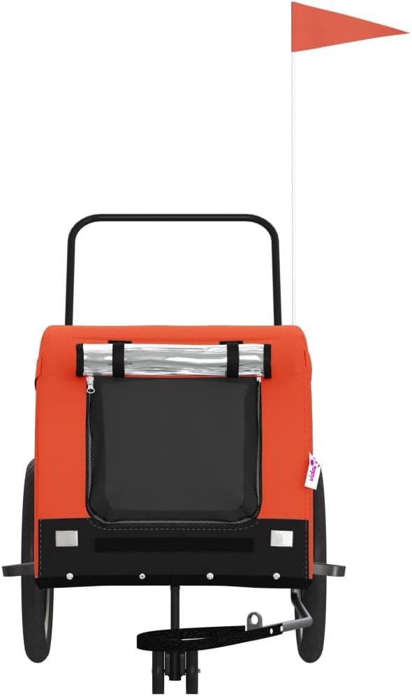 Pet Bike Trailer for Small Dogs, Foldable Bicycle Cargo Trailer with Mesh Windows and Reflectors, Sturdy Iron Frame Oxford Fabric Carrier, 49.2 x 24.8 x 26.0 in