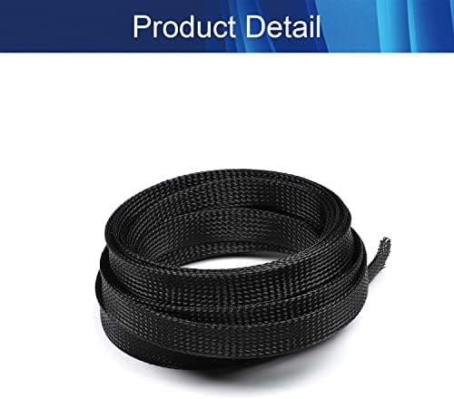 Jutagoss PET Expandable Braided Cable Sleeve, 16.4ft - 11/16 inch Black Cable Management Sleeve, Wire Loom Tube Cord Protector for USB Cable, Power Cord, Audio Video and More, 1Pc