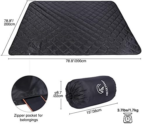 REDCAMP Large Camping Blanket with Sherpa Lining, Black 79"x79" | Cold Weather Warm Thick Outdoor Blanket Comfy Foldable & Windproof for Camping Stadium,Car,Picnics,Pet,Trip,Machine Washable