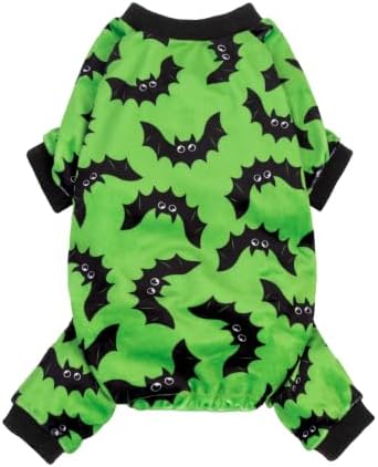 Fitwarm Halloween Bat Dog Pajamas, Funny Costumes for Small Dogs Boy Girl, Pet Outfit, Lime Green, Black, Medium