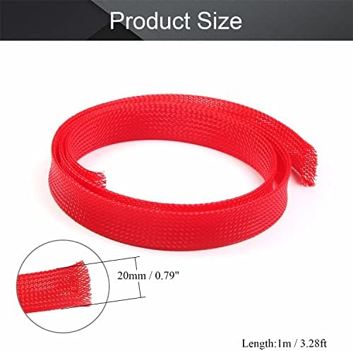 Othmro 1m/3.28ft PET Expandable Braid Cable Sleeving Flexible Wire Mesh Sleeve Red