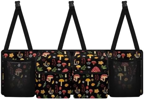 Dreaweet Mushroom Trunk Organizer for Women Cute Car Storage Accessories Interior Back Seat Hanging Organizer with 4 Pockets Collapsible Cargo Storage Bag Auto Organizer for SUV,Truck,Van