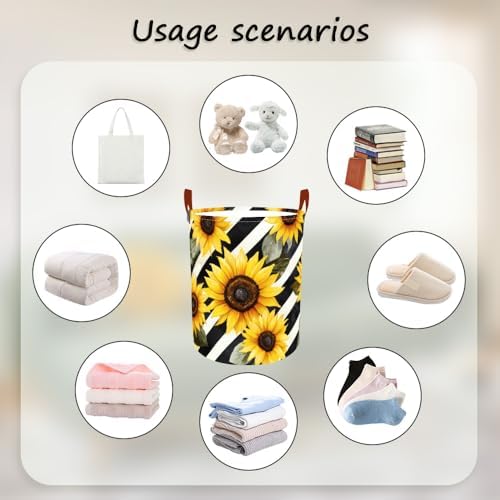 Laundry Basket 15.7x19.7 in Sunflower Hamper for Bedroom