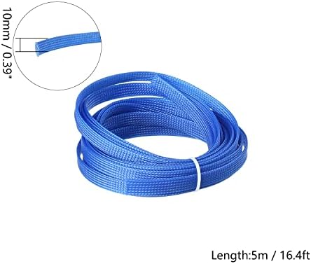 Bettomshin 1Pc 16.4Ft(5m) Cable Management Sleeve, 3/8"(10mm) Width PET Blue Cord Protector, Wire Loom Tube Insulated Split Sleeving for USB Cable Power Cord Organizer Video Cable Hider