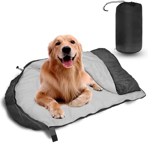 Dog Sleeping Bag Waterproof Warm Packable Dog Bed with Storage Bag Large Portable Pet Bed Mat for Travel Camping Hiking Backpacking Indoor Outdoor