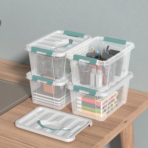 Zopnny 7-Quart Storage Bins with Lids, Stackable Plastic Totes, 6-Pack