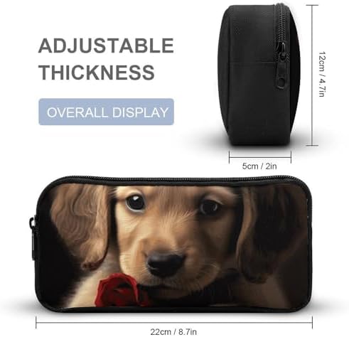 Cute Pet Dog Pencil Case Office Stationery Organizer Simple Sturdy Zipper Closure Portable Pencil Bag Office Travel Multi-Purpose Bag