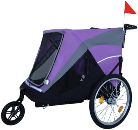 Pet Bike Trailer and Push Cart for Medium Large Dogs – Converts in Seconds, Holds Up to 100 Lbs, All-Terrain Wheels with Quick Release