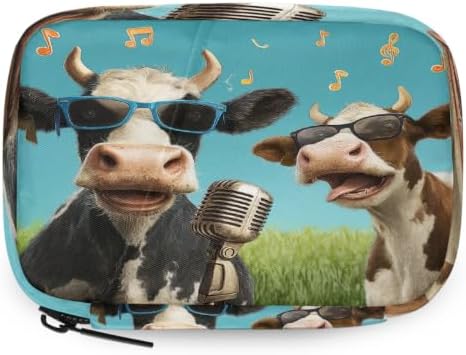 Travel Pill Organizer Two Music Cows Art Small Pill Case