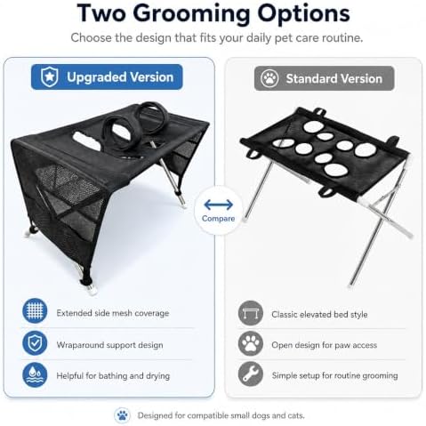 2-in-1 Foldable Pet Grooming Bed, Pet Shower Hammock with Stand (Blue) | Dog Washing Hammock, Dog Bath Chair, Quick Dry Mesh Table, Secure Support Strap, Multifunctional Holder for Bathing, Haircuts