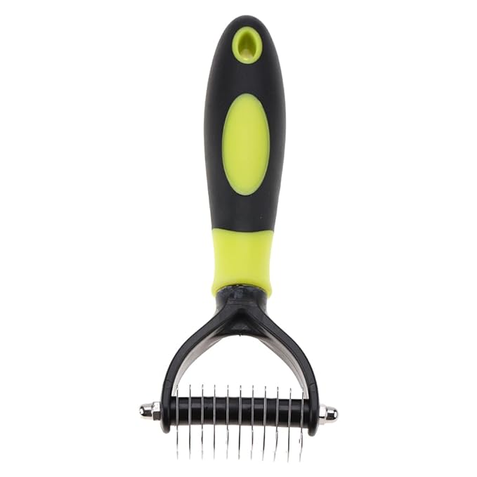 Deshedding Dog Brush, Cat Brush Dog Brush for Shedding Dog Rake Double Sided Undercoat Rake Comb for Detangling, Deshedding Pet Grooming Brush for Small, Medium Dogs and Cats