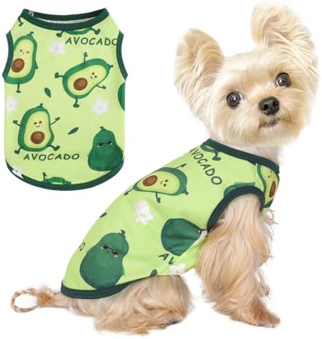 Dog Shirt Vest Dog Clothes for Small Dogs Boy Girl Stretchy Summer Puppy T-Shirts Soft Breathable Lightweight Puppy Sweatshirt Pet Cat Outfit (Avocado, Small)