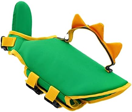 Generic Dog Life Jacket Pet Flotation Vest Dog Floatation Device High Buoyancy Reflective Oxford Fabric Rescue Handle for Swimming Boating Water Safety (Green Dinosaur M Bust: 56‑69cm/22‑27.16in,