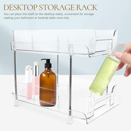 Didiseaon Bathroom Vanity Organizer Countertop with Slide-out Pull Drawer, Made of Pet and Stainless Steel, Desktop Placement Storage Rack for Bathroom and Kitchen Supplies