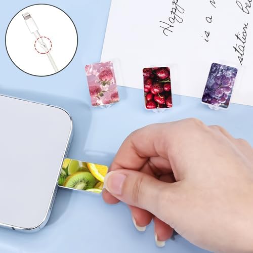 CameCosy Cable Protector for iPhone Type-c Charger, Kiwi/Cherry/Strawberry/Grape Pattern 4 PCS Phone Cable Case,Data Cable Saver,Charging Cord Protector for iPhone