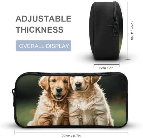 Golden Retriever Dogs Puppies Pets Lightweight Spacious Pencil Bag Pouch | Zippered Multi-functional Pen Pouch Large Capacity Pencil Casesoft and Portable Pencil Bag for Teacher Office