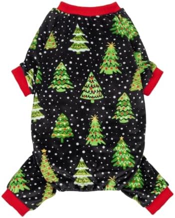 Fitwarm Christmas Tree Dog Pajamas, Christmas Clothes for Small Dogs Boy Girl, Holiday Pet Outfit, Black, Red, Green, Yellow, XXL