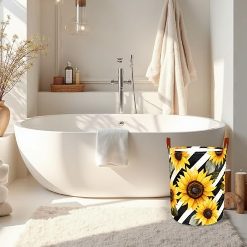 Laundry Basket 15.7x19.7 in Sunflower Hamper for Bedroom