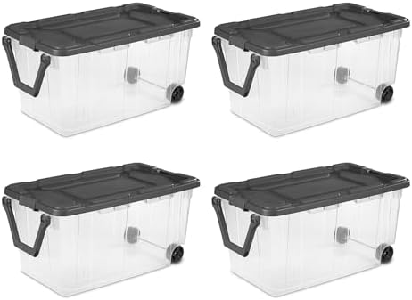Sterilite Modular Stacker Box with Latching Lid, 160 Quart, 4-Pack | Clear Plastic Storage Bins - Stackable Organizing Container Boxes for Closet, Bathroom, and Office