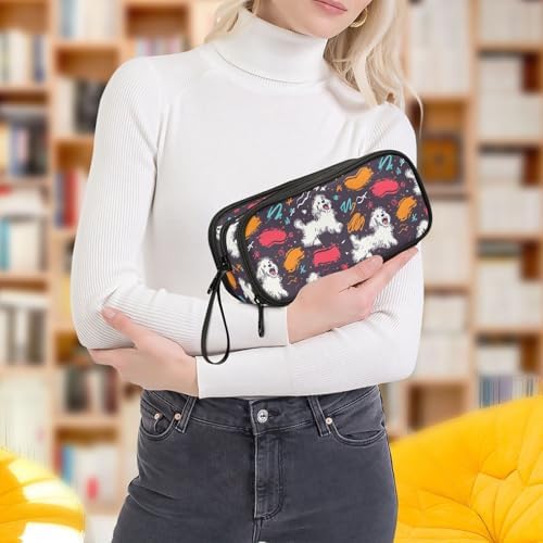 Pet Dog Graffiti Pencil Case Large Capacity Pen Bag School Office Stationery Organizer Zipper Pencil Pouch for Teen Girls Boys Adult