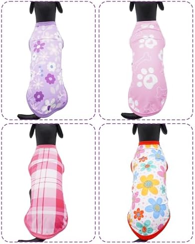 PET SHOW 4 Pack Summer Dog Shirts for Large Dogs Girl UPF 50+ UV Sun Protection Cooling Clothes Tank Top Floral Dog T-Shirts Pet Holiday Party Sleeveless Vest Pink(XX-Large)