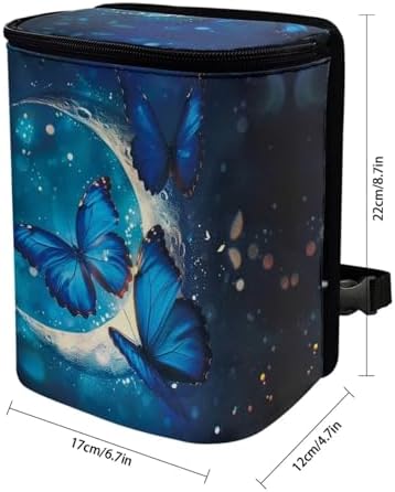 Skeleton Roses Pattern Car Trash Bin Collapsible Car Organizers and Storage for Front Seat Multipurpose Trash Bag Automotive Garbage Can Car Accessories Interior Car Organizer