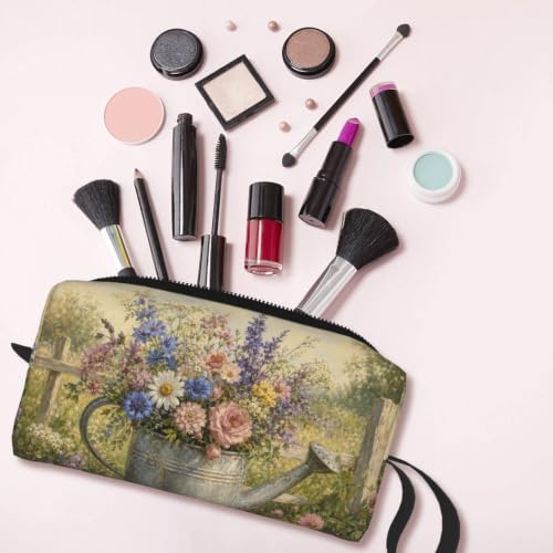 Watering Can Garden Bouquet Makeup Bag for Women, Cosmetic Pouch | Double-Sided Garden Watering Can Cosmetic Organizer with Foam Padding for Women, Travel, Gym, School, and Daily Storage