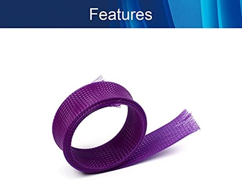 Jutagoss PET Expandable Braided Cable Sleeve, 3.28ft - 1 inch Purple Cable Management Sleeve, Wire Loom Tube Cord Protector for USB Cable, Power Cord, Audio Video and More, 1Pc