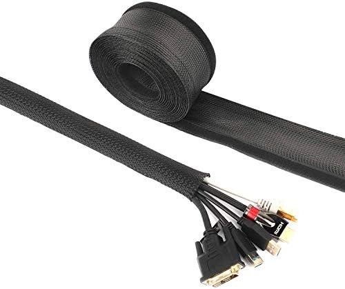 Maximm Cable Management Wire Loom 25ft 1 Inch Black Split Cord Protector