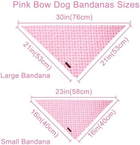 Pink Bow Dog Bandana, Bowtie Puppy Bandana for Girl Female Dogs, Soft Cotton Pet Triangle Bid Scarf Kerchief for Girl Boy Dogs or Cats