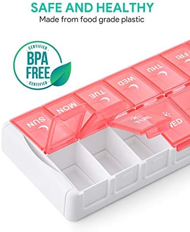 TookMag Weekly Medicine Pill Organizer 2 Times a Day, Easy Fill AM PM Pill Box, Large Capacity Quick-Refill 7 Day Pill Cases for Pills/Vitamin/Fish Oil/Supplements (Patent Registered)
