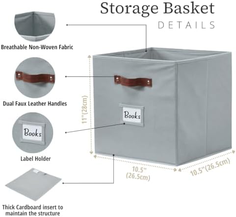 DECOMOMO Storage Bins, Cube Storage Bin with Labels