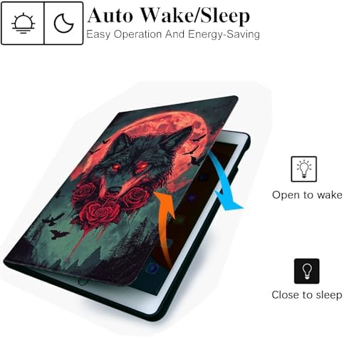 for Microsoft Surface Go 4/3/2/1-10.5" 2021 Tablet Case,Auto Wake/Sleep,Adjustable Stand Protective Cover - Dark Wolf Moon