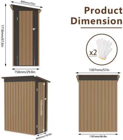 4 * 2 FT Metal Garden Storage Sheds for Patio Backyard Tools House Storage Waterproof Garden Tool Storage Sheds (Side-Opening Door)