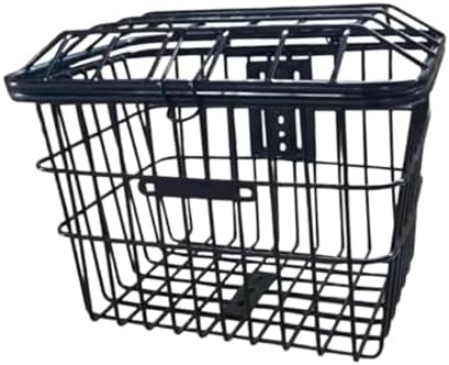 SM SunniMix Bike Basket Iron Wire Storage Bin Universal Mount Cargo Carrier with Cover Enhanced Design for Shopping Pet Supplies Suitable for Adult