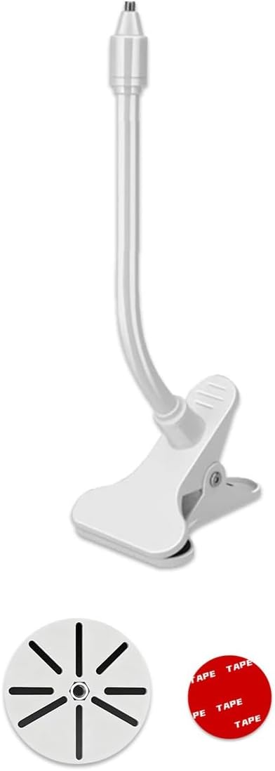 Universal Baby Monitor Camera Clip Mount with Flexible Gooseneck, White | Fits for Most Cameras for Home Security/Indoor Camera, No Drill Required, 7.1 Inch Gooseneck, Includes Nano Tape